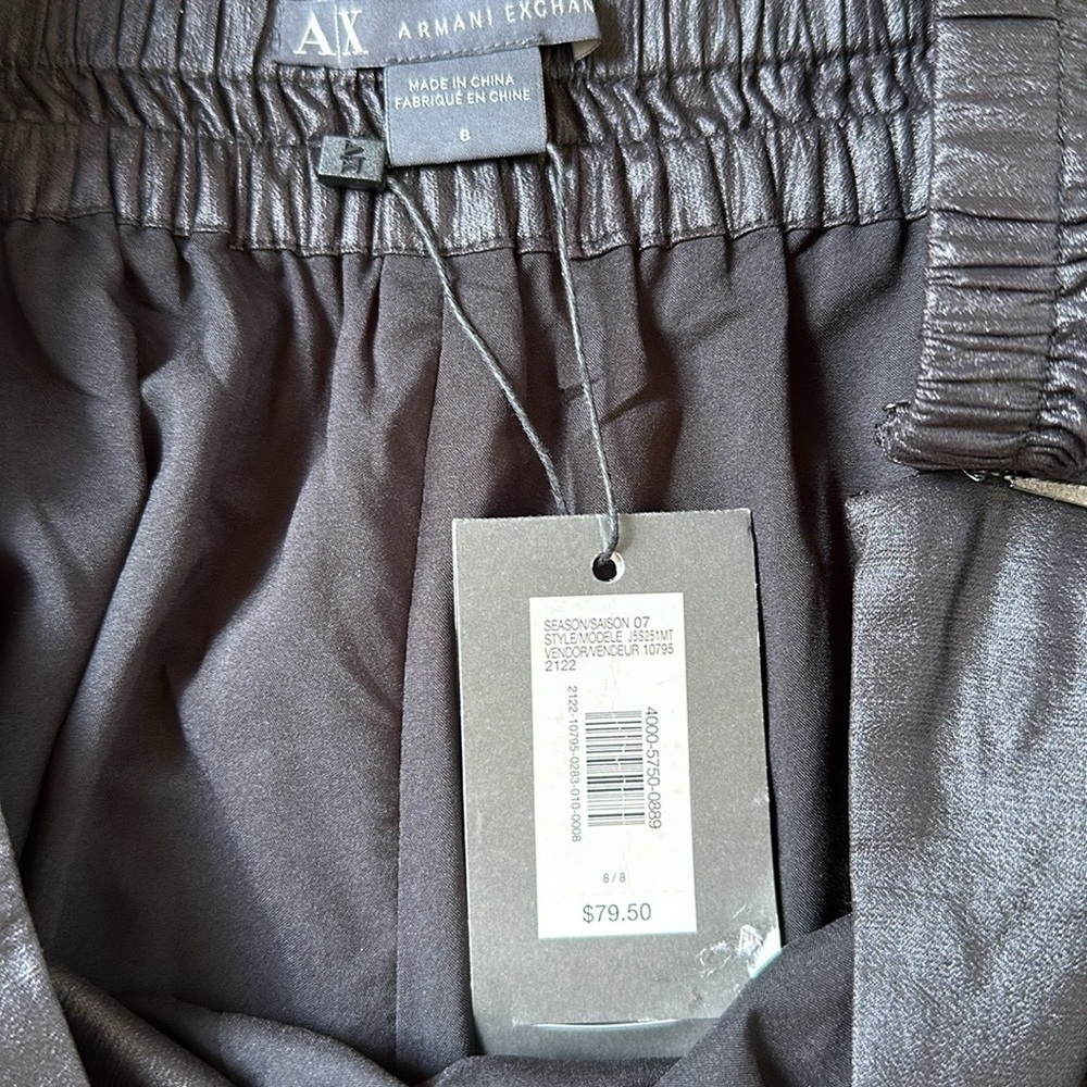 AX ARMANI  EXCHANGE SHEEN BLACK‎ SILKY PLEATED SHORTS​​​ - Picture 2 of 6